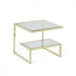 Alana Glass Lamp Table Square In Clear With Gold Frame