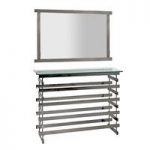 Moritz Glass Console Table With Mirror In Black Nickel Frame