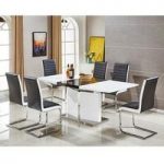 Belmonte Extendable Dining Table Large With 8 Black Chairs