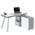 Hadley Corner Computer Desk In Aluminium And White Glass