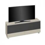 Ripley TV Stand In Sand Matt Glass And Black Acoustic