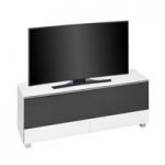 Ripley TV Stand In White Matt Glass And Black Acoustic