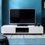 Scarlett TV Stand In Matt White Lacquered With Rollers