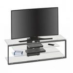 Adana TV Stand In Clear Glass With Anthracite Metal Frame
