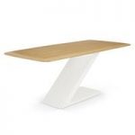Serena Wooden Dining Table In Oak With High Gloss White Base
