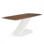 Serena Wooden Dining Table In Walnut With High Gloss White Base