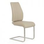 Dawlish Dining Chair In Taupe Faux Leather And Brushed Steel