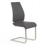 Dawlish Dining Chair In Grey Faux Leather And Brushed Steel