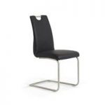 Harley Dining Chair In Black Faux Leather With Steel Frame