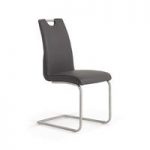 Harley Dining Chair In Grey Faux Leather With Steel Frame