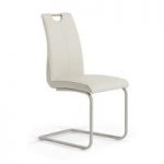 Harley Dining Chair In Taupe Faux Leather With Steel Frame