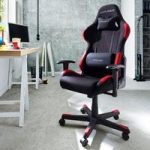 Sprint Fabric Home Office Chair In Black And Red With Castors