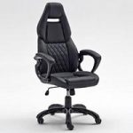 Spelter Office Chair In Black Faux Leather And High Gloss Base
