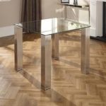 Ontario Glass Dining Table Square With Stainless Steel Base