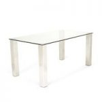 Ontario Glass Dining Table Rectangular With Stainless Steel Base
