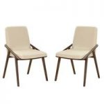 Webstar Dining Chair In Cream And Ash With Metal Legs In A Pair