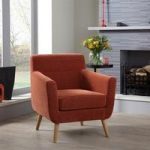 Paloma Fabric Lounge Chair In Orange With Wooden Legs