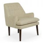 Austen Fabric Lounge Chair In Mink With Wooden Legs