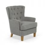 Arcadia Fabric Lounge Chair In Grey With Light Wooden Legs