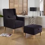 Hilton Fabric Lounge Chair With Foot Stool In Aubergine
