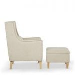 Hilton Fabric Lounge Chair With Foot Stool In Cream
