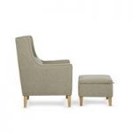 Hilton Fabric Lounge Chair With Foot Stool In Sage