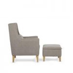 Hilton Fabric Lounge Chair With Foot Stool In Silver