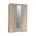 Avira Wooden Mirror Wardrobe In Oak Effect With 3 Doors