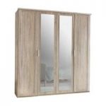 Avira Wooden Mirror Wardrobe Large In Oak Effect