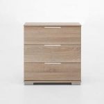 Avira Wooden Bedside Cabinet In Oak Effect With 3 Drawers