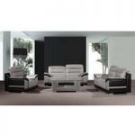 Liam Sofa Suite With Coffee Table In Grey Black Faux Leather