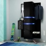 Aiden Wall Mounted Hallway Stand In Matt Black And Gloss Fronts