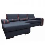 Corano Fabric Corner Sofa Bed In Black And Orange With Storage