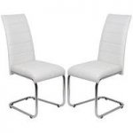 Daryl Dining Chair In White PU Leather in A Pair